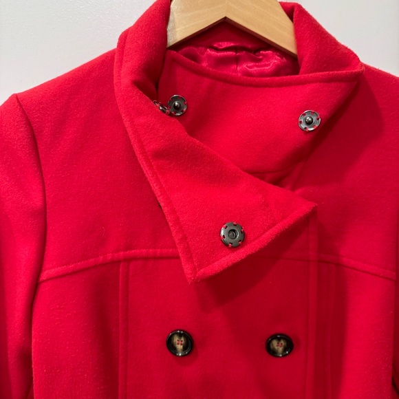 Women's Red Double-Breasted Coat - Picture 4 of 8